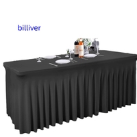 Jupe de table jetable extensible non tissée moderne pour la vente en gros, facile à installer, pour tables carrées de 4, 6 et 8 pieds, pour banquets et usage domestique, servant également de nappe et de jupe de table.