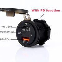 Chargeur de voiture rapide 18W PD QC3.0 USB-C & USB-A 12-24V avec affichage du voltmètre LED