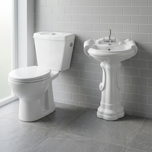 Conjunto de lavabo de pedestal de inodoro de dos piezas de cerámica de calidad comercial Color azul cielo para uso en el baño Mercado de Togo a un precio económico - Product Image 5
