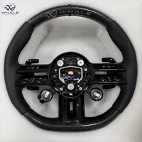 Volant sport personnalisé de luxe en fibre de carbone et cuir, design à fond plat, finition brillante en fibre de carbone, palettes de changement de vitesse