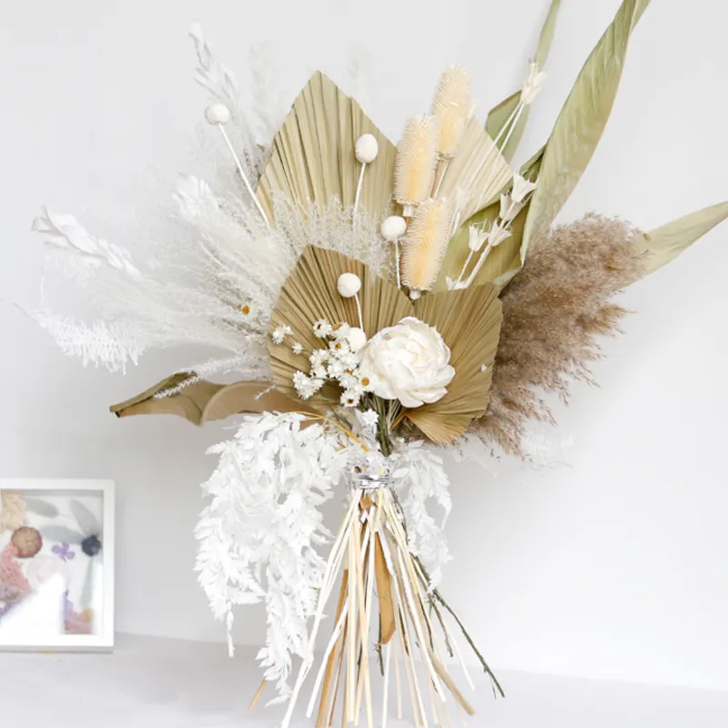CH-006 Dry Palm Valentines Day Gift Real Floral Big Bridal Pampas Dried Flower Bouquet Bridesmaids