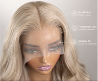 Perruque synthétique lace front 13x4, 20 pouces, couleur 103, ondulations lâches, fibre haute température, dentelle transparente, pour femmes
