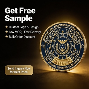 Moneta Commemorativa Personalizzata in Metallo Pressofuso 3D, Placcata Oro, con Aquila Blu Navy, Scudo, Corona di Alloro <span class=keywords><strong>e</strong></span> Bordo a Corda - Product Image 6
