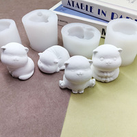 Moules en silicone en forme de chatons et animaux de dessin animé pour la pâtisserie de mousses au chocolat et les bougies faites main, compatibles micro-ondes et lave-vaisselle