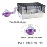 Cage pour petits animaux 24 "pour hamsters, lapins et cochons d'inde avec porte-bagages de salle de bains Cage pour hamster multifonction DlY
