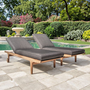 Hôtel Patio Extérieur Plage Chaise Longue Teck Bois Meubles de Jardin pour Piscine Daybed Transat Chaises Longues - Product Image 2