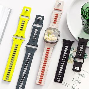 Nouveau bracelet de montre en silicone pour Apple Watch Series 10 11 46mm 42mm Ultra 49mm SE 44mm 45mm, bracelet de sport bicolore - Product Image 1