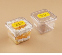 Transparante vierkante voedselverpakking voor mousse, room, fruitpudding, melk, fruitcake, ijs, PET-plastic