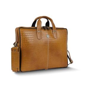 Meilleure vente à la mode 100% véritable sac d'ordinateur portable en cuir marron fabriqué à la main avec fermeture à glissière prix bon marché en vente - Product Image 4