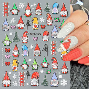 Vente flash : Nouvelle collection de Noël 5D, autocollants pour ongles en relief, design en plastique <span class=keywords><strong>2D</strong></span>, motif de renne et de flocon de neige, compatible avec l'art - Product Image 1