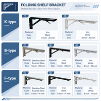 Support mural pliable en forme de triangle de type K avec ressort pour étagère flottante et table de camping-car