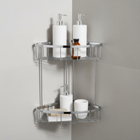Rak Penyimpanan Kamar Mandi Desain Modern dan Sederhana Segitiga Lapis Ganda Bahan Stainless Steel 304