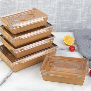 Boîte à brunch en papier kraft écologique de luxe YBLPAK avec couvercle transparent, emballage alimentaire et pour collations biodégradable, contenants pour dîner - Product Image 2