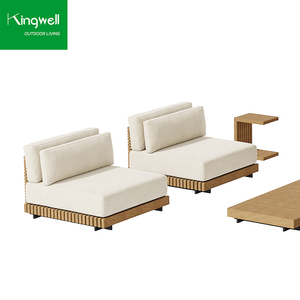 Ensemble de canapés d'extérieur de luxe moderne en bois résistant aux intempéries avec coussins anti-UV - Product Image 6