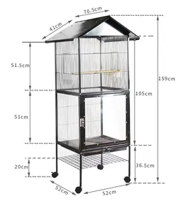 Comfortable Luxury Large Bird Cage Outdoor Iron Bird House Parrot Flight Pet Stand Net Layer Cage