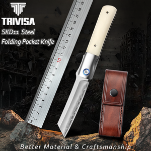Cuchillo táctico japonés hecho a mano de titanio para cazar al aire libre, Camping, supervivencia, bolsillo plegable EDC - Product Image 6