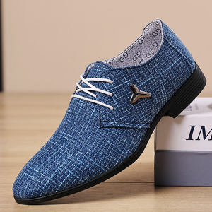 Chaussures simples à semelle souple respirante à coupe basse et pointue pour les affaires Chaussures simples formelles à surface en toile confortables pour les quatre saisons pour hommes - Product Image 2