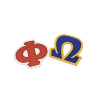 Patch thermocollant personnalisé en sergé violet avec lettre grecque Ome et broderie Phi pour vêtements, idéal pour les fraternités et les sororités