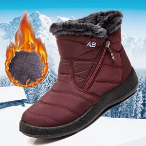 Stivali da Neve Invernali da <span class=keywords><strong>Donna</strong></span>, Taglia 44, Impermeabili con Cerniera Laterale, Scarpe <span class=keywords><strong>Casual</strong></span> in Cotone per Mamme - Product Image 3