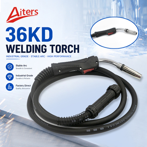 Torche de soudage au CO2 refroidie au gaz <span class=keywords><strong>36KD</strong></span> avec coque de poignée noire, longueur de câble personnalisable 3M, col de cygne pour type européen - Product Image 1