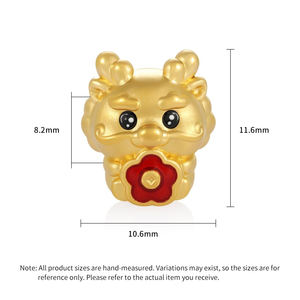 Chinese Zodiac culture <b>24K</b> micro-hard <b>gold</b> pure <b>gold</b> flower dragon shape <b>bracelet</b> beaded high-end <b>gold</b> jewelry - Product Image 4