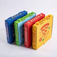 Boîte à pizza carrée personnalisée en usine, emballage alimentaire jetable avec logo coloré