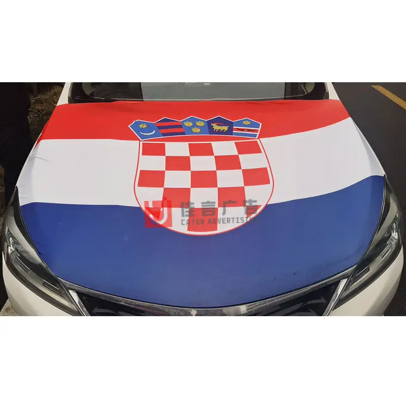 Werbeaktion Kroatien Autohaube Motorhaubenbezug Flagge elastische nationale Auto-Motorbezug individuelles Design Alle Länder Flagge