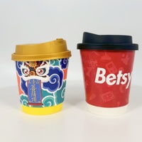 Gobelets à café et à vin en papier kraft à double paroi de qualité alimentaire biodégradable PLA avec logo personnalisé, 8 oz, 12 oz, 16 oz, 22 oz, couvercles blancs jetables de 90 mm
