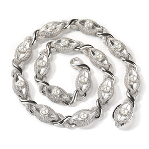 Collar Infinito con <span class=keywords><strong>Ojos</strong></span> de Perla Incrustados, Joyería Hip Hop Rap Vintage, Cadena con Eslabones Infinitos con <span class=keywords><strong>Ojos</strong></span> de Circonita Cúbica para Hombre - Product Image 1