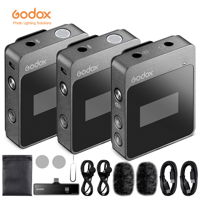 Godox MoveLink M2 UC2 LT2 2.4GHz Wireless Lavalier Microphone for DSLR Cameras Camcorders Smartphones, and Tablets for YouTube