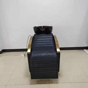 Fauteuil de lavage moderne en similicuir avec bac en céramique, structure métallique, mobilier de salon, repose-pieds réglable, massage, facile à nettoyer - Product Image 2