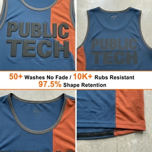 OEM Bulk Order Custom Color Blocking Sleeveless Singlet T-<b>Shirt</b> High-End Fitness Running Silicone Print Armhole Mesh Tee Jersey - Product Image 2