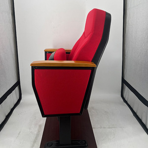 Chaise en plastique Yi Jian avec revêtement en tissu rouge, pieds en aluminium et tablette d'écriture, pour les écoles et les hôpitaux, chaises en rangée - Product Image 2