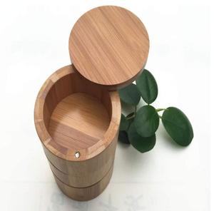Hộp Đựng Muối Tròn Bằng Gỗ Tre Bán Sỉ Có Nắp Đậy - Product Image 3