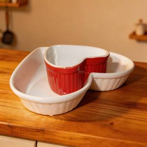 ชุดอาหารขายส่ง ชามเซรามิกดีไซน์แปลกใหม่รักษ์โลก รูปหัวใจ ชามตื้นสำหรับซีเรียล/ผลไม้/สลัด/พาสต้า/ซุป - Product Image 4