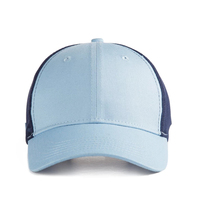 Premium venta al por mayor personalizable Running Retro logo niños al aire libre azul claro estilo en blanco malla completa gorra de camionero