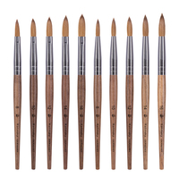 Pinceau acrylique de haute qualité à manche en bois brun, 70 % poils de Kolinsky, taille 10, populaire en 2026, par le fabricant de pinceaux à ongles BW62-2