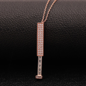 Hainon Luxury Micro Cubic zircone collana I Love You Mom collana con ciondolo placcato oro rosa regali gioielli all'ingrosso - Product Image 4