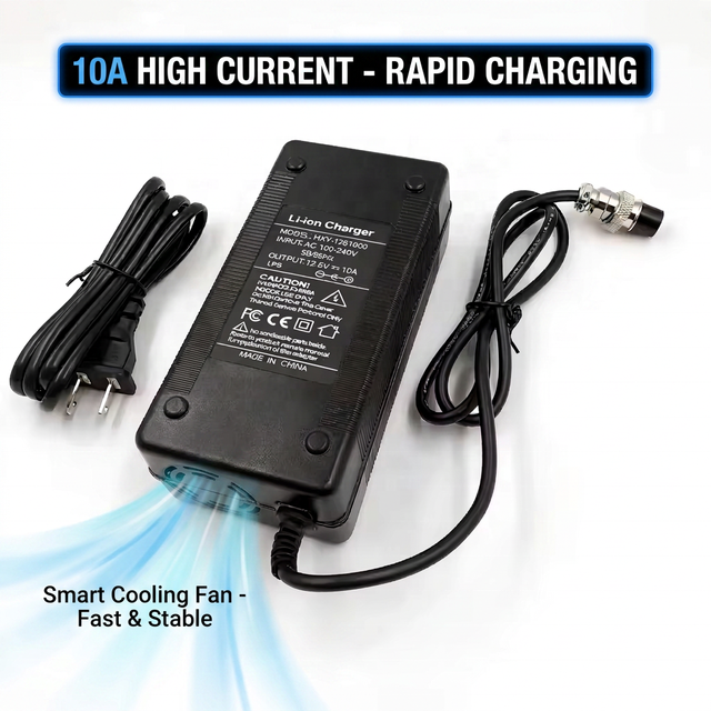 12.6V 10A 3S Li-ion Battery Charger with Cooling Fan for 3S Lithium Battery Pack
