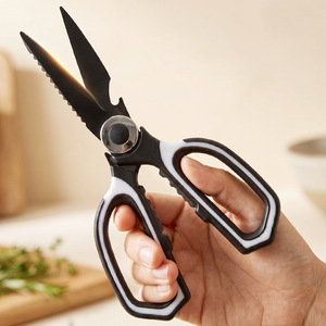 <b>Kitchen</b> <b>Shears</b> Stainless Steel Black Titanium V-shaped Blade For Home Use With Protective Covers - Product Image 4