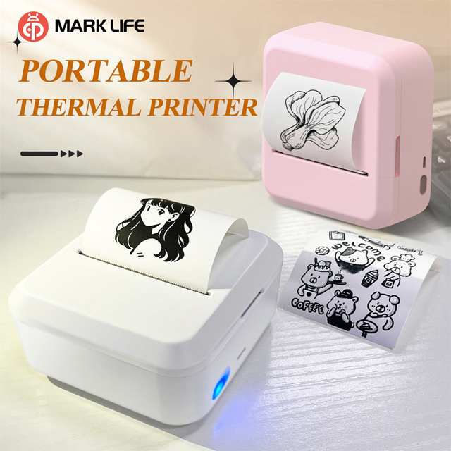 Marklife Portable Mini Thermal Label Printer USB Interface 1200mAh Battery 2-Year Warranty-Pocket-Sized 57mm Max Paper Size