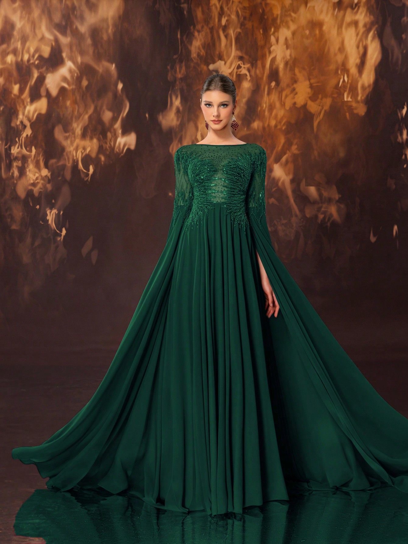 Elegant Draped Long Sleeve Dresses for Women's Fashion