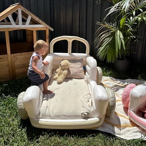 Lit gonflable en PVC avec revêtement floqué 160*120*90 CM couleur beige pour enfants, pour dormir à l'intérieur de la chambre et en camping en plein air - Product Image 6