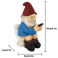 Figurine de toilette en résine, sculpture artistique peinte à la main, statue de téléphone amusante de dessin animé, mini décoration pour salle de bain, bureau ou jardin