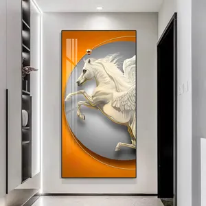 Custom Modern Horses In Crystal Porcelain Painting Wall Art Work Painting Uv Printing Crystal Porcelain Diamond Painting