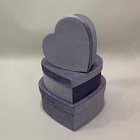 Boîte cadeau en velours en forme de cœur en gros, 3 pièces - Boîte cadeau souvenir de fleurs de qualité supérieure, boîte cadeau d'anniversaire