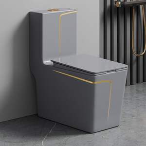 Système <span class=keywords><strong>de</strong></span> pompage d'<span class=keywords><strong>eau</strong></span> <span class=keywords><strong>de</strong></span> siphon <span class=keywords><strong>de</strong></span> <span class=keywords><strong>toilette</strong></span> en céramique carré gris moderne Big Power S-Trap Design Dual-Flush pour usage domestique dans la salle <span class=keywords><strong>de</strong></span> bain - Product Image 2