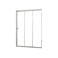 Porte de douche de salle de bain moderne droite pour hôtel, à 3 panneaux coulissants, avec cadre en acier inoxydable, verre trempé de sécurité de 8 mm, chrome/noir/gris