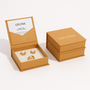 Caja de Joyería con Logotipo Estampado en Dorado Personalizado, Cajas Magnéticas de Cartón para Empaque, Cajas Magnéticas para Joyería con Bolsa - Product Image 1