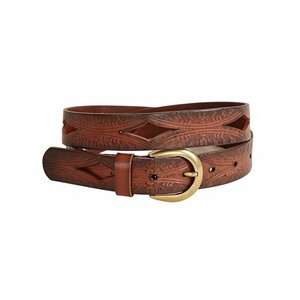 Ceintures en cuir véritable de style occidental avec boucle en acier, fabriquées à l'Uttar Pradesh, robustes, écologiques, personnalisables, pour hommes, tendance - Product Image 1